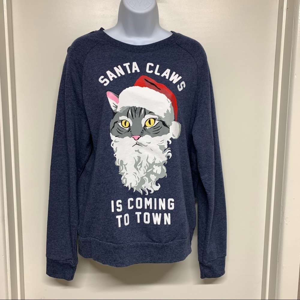 Santa Claws Christmas Graphic Long Sleeve Pullover